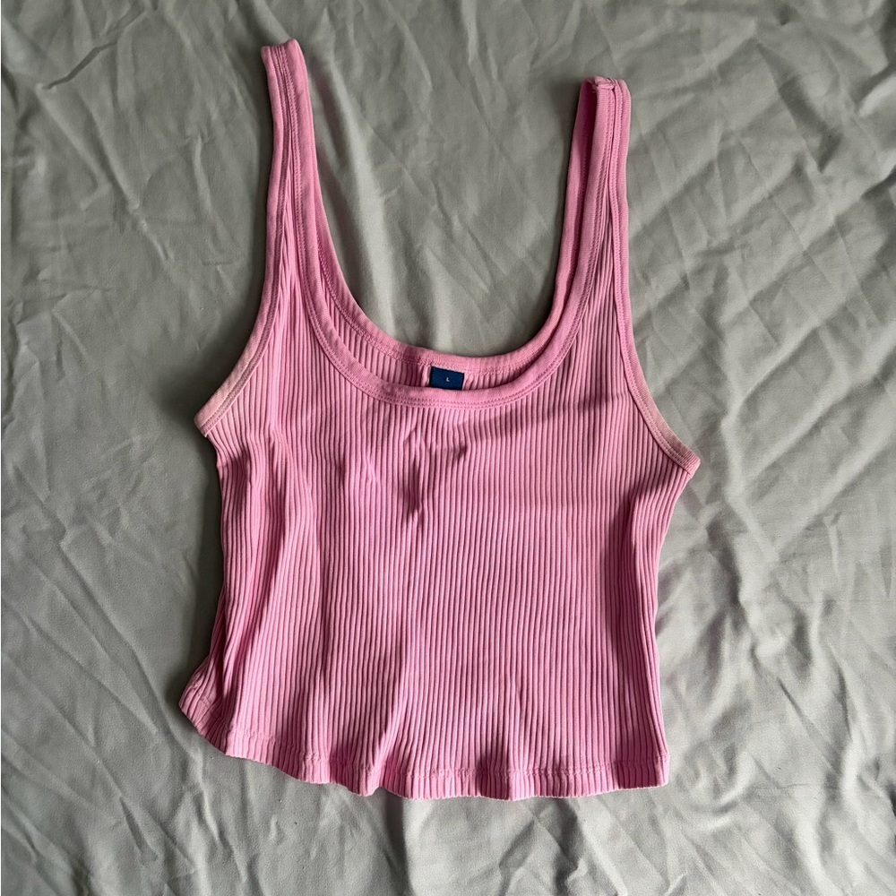 Pink Ribbed Tank Top